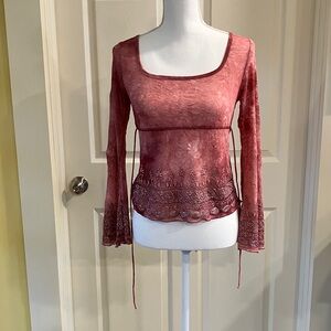 Y2K Fang Printed Glitter Tassel Top Women's